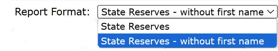 GiftWrap screenshot showing the "Report Format" drop down menu where you can mask first names
