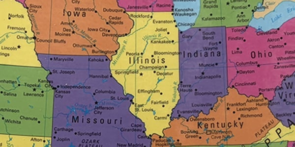 map showing the state of Illinois
