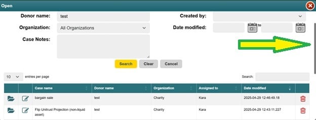 screenshot of PGM Anywhere highlighting the vertical scrollbar on the right, and like magic, the search results are visible as you scroll down the screen!