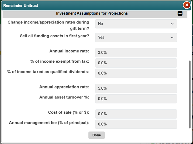 Oct2025 erate QT1-PGMA investment assumption defaults