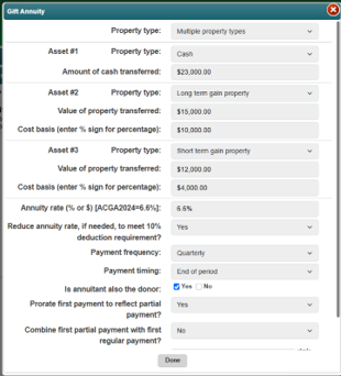 PGM Anywhere screenshot showing where multiple property types are entered
